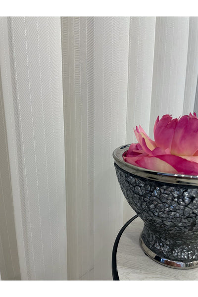 Ecru Pearl Shimmer Self-Striped 1/3 Dense Pleated Sheer Curtain