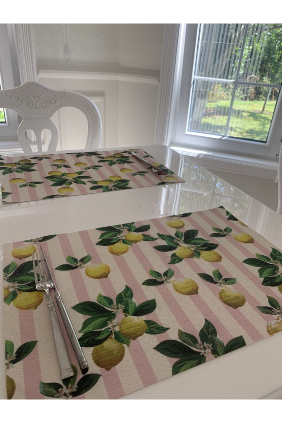 Set of 6 Grape Lemon Print Placemats - Style 14