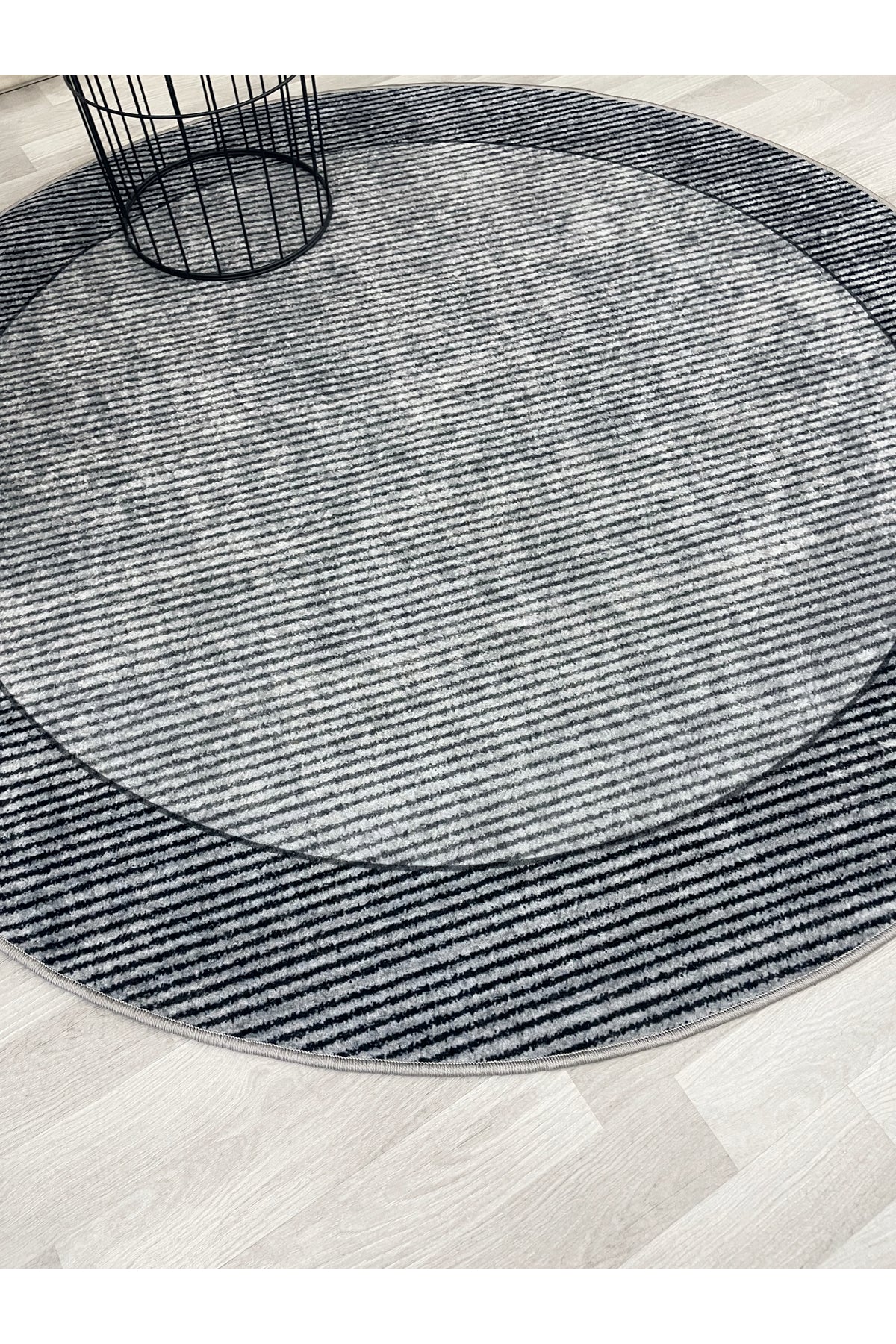 GRAY Non-Slip Base Round Rug