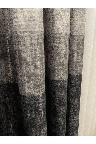 Linen Base Modern Striped Pattern 1/2.50 Pleated Blackout Curtain