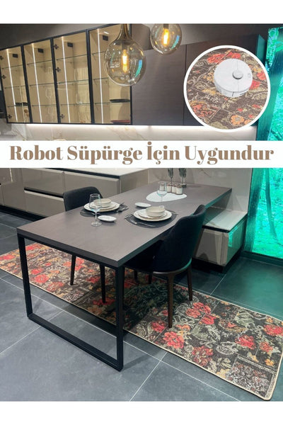 Patchwork Patterned Runner Kitchen Rug, Woven Base Rug