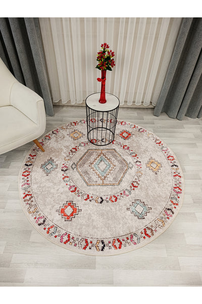 BEIGE Ethnic Kilim Pattern Non-Slip Base Rug