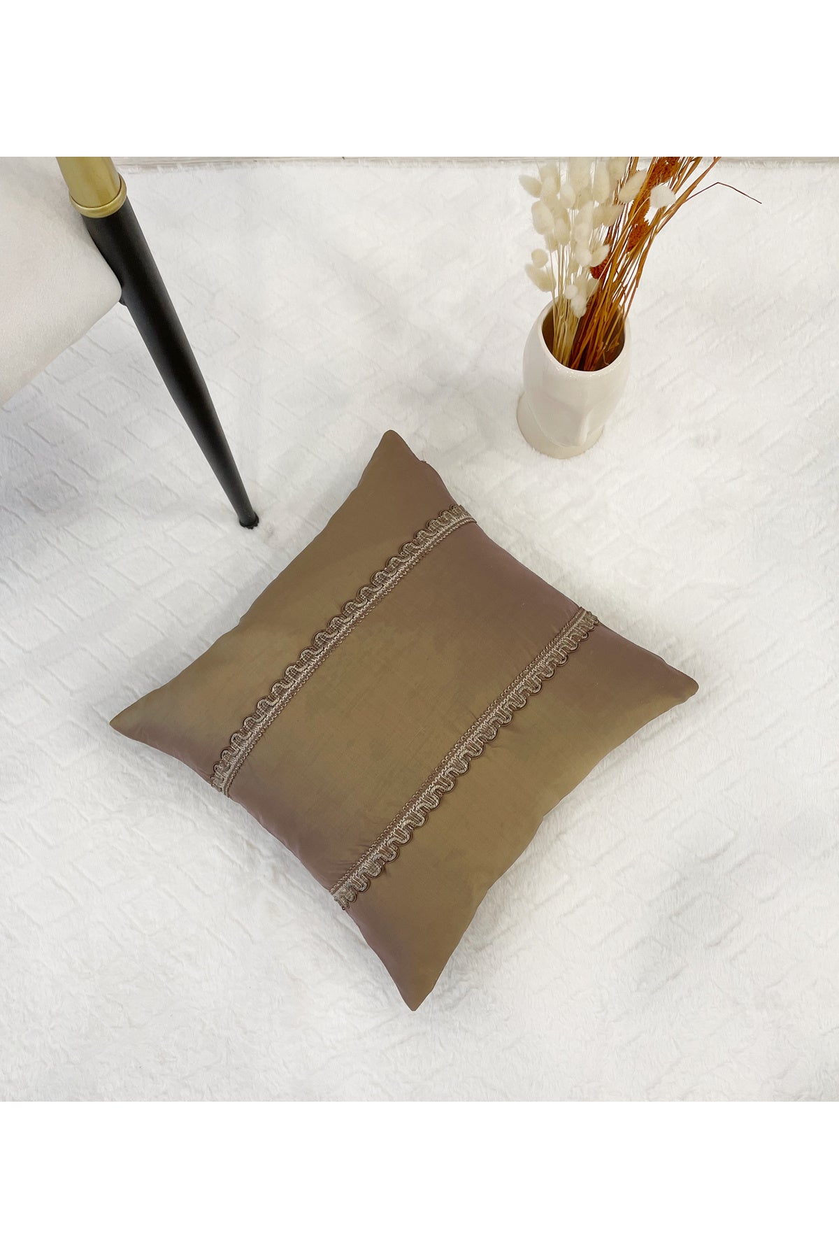 Imported Silk Cushion Pillow Cover with Cord (Oil Green)