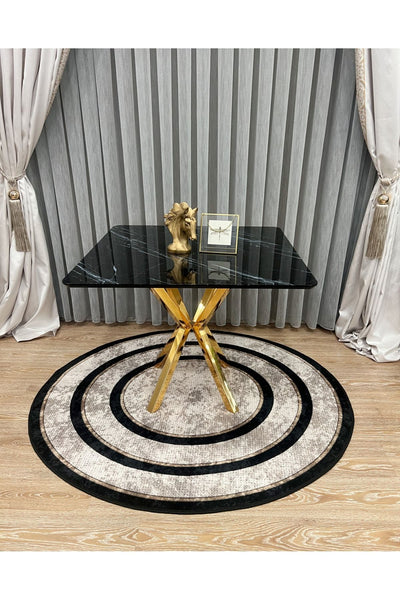 Jute Sisal Bordered Look Decorative Rug - Brown - Black