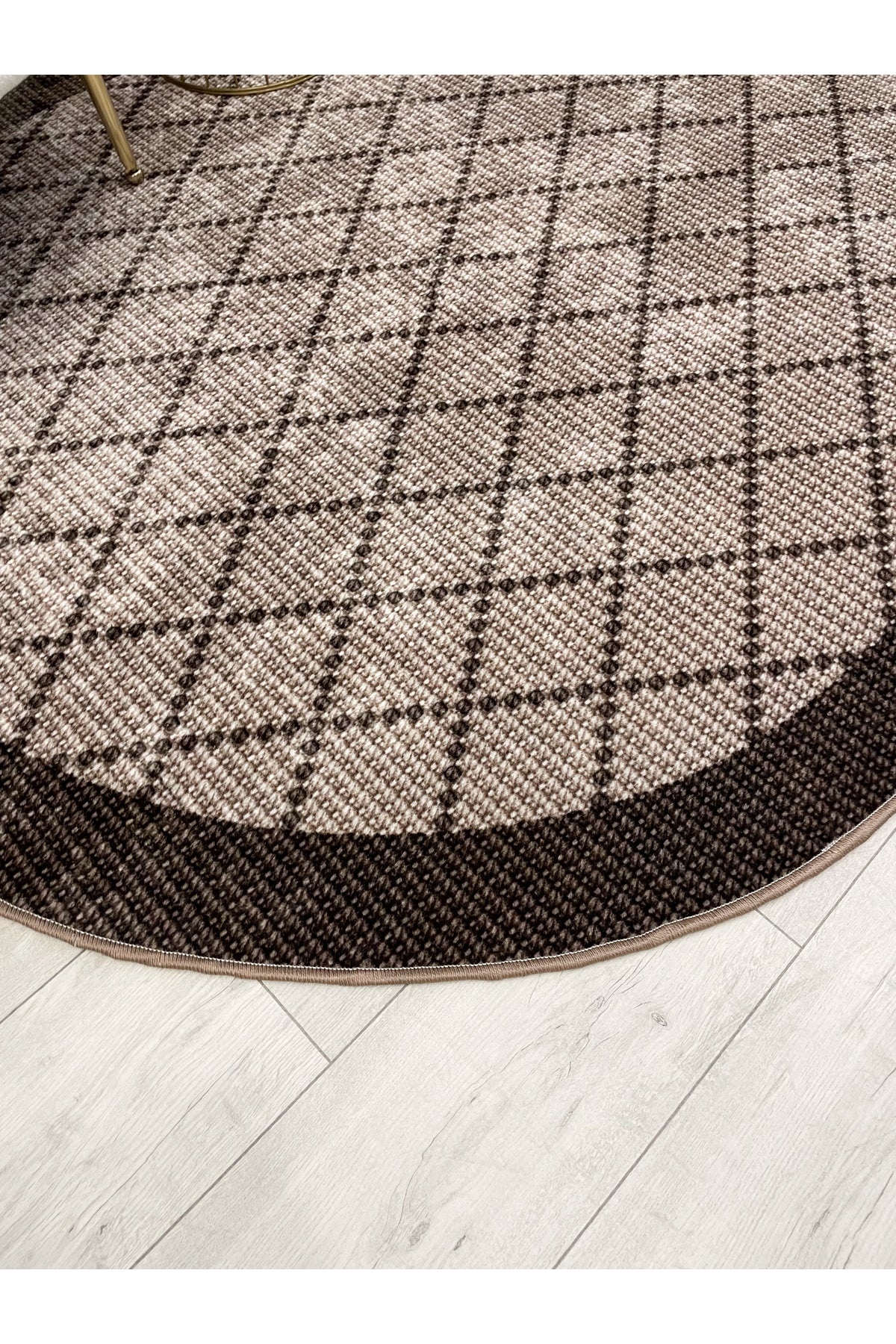 GREEN-BROWN Jute Sisal Look Bordered Non-Slip Base Runner Rug