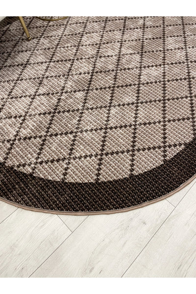 GREEN-BROWN Jute Sisal Look Bordered Non-Slip Base Runner Rug