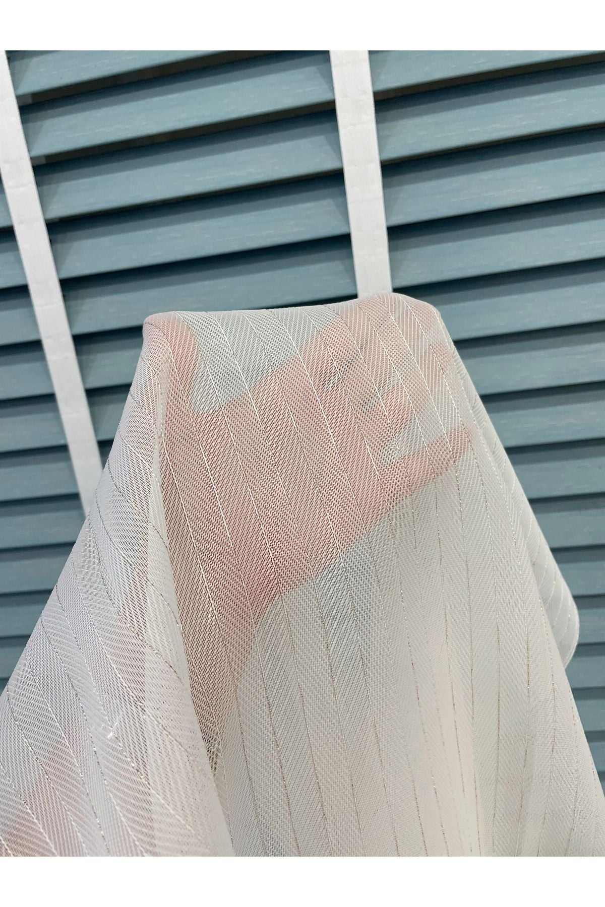 Ecru Pearl Shimmer Self-Striped 1/3 Dense Pleated Sheer Curtain