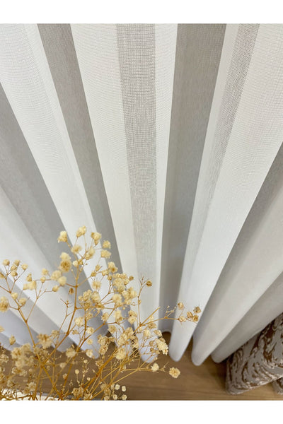 Modern Textured 1/3 Dense Pleat - ECRU Sheer Curtain