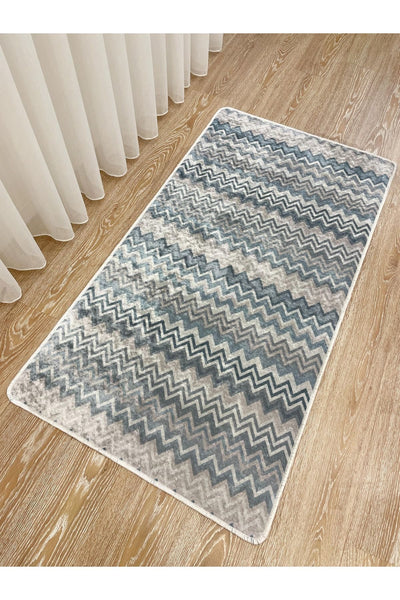 Zigzag Pattern Multicolor Latex Base Rug