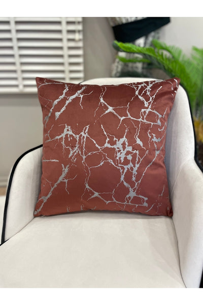 Set of 2 Velvet Throw Pillow Covers Ecru-Silver Foil (45X45)