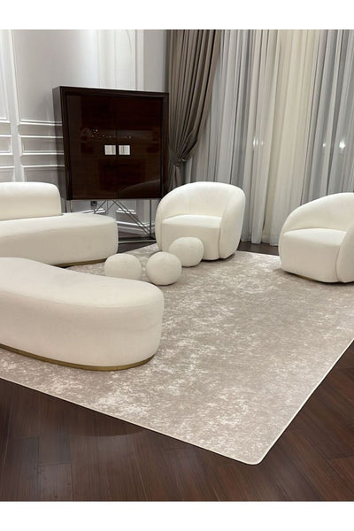 Solid Beige Latex Base Decorative Rug