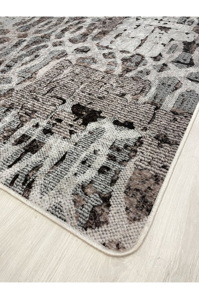 Gray Modern Woven-Look Latex Leather Base Rug