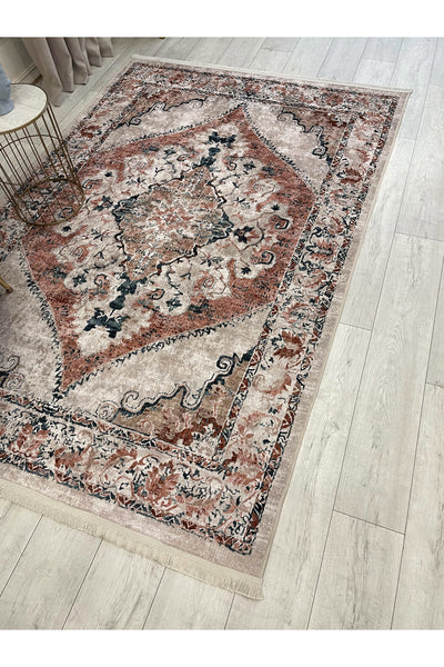 Gokbekli Damask Pattern Latex Base Living Room Rug