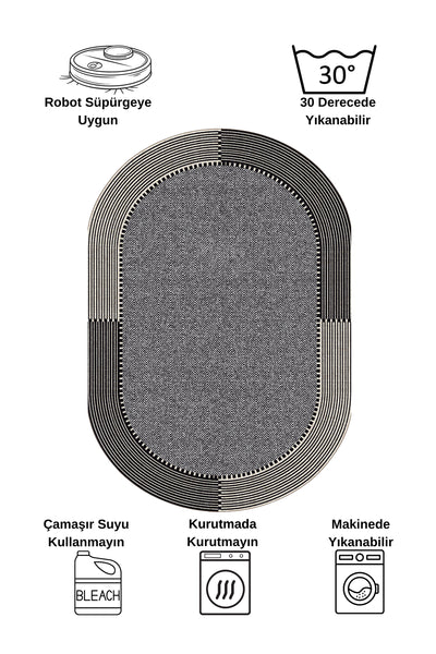 GRAY-NAVY Jute Sisal Look Non-Slip Base Rug