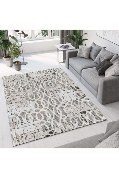 Gray Modern Woven-Look Latex Leather Base Rug
