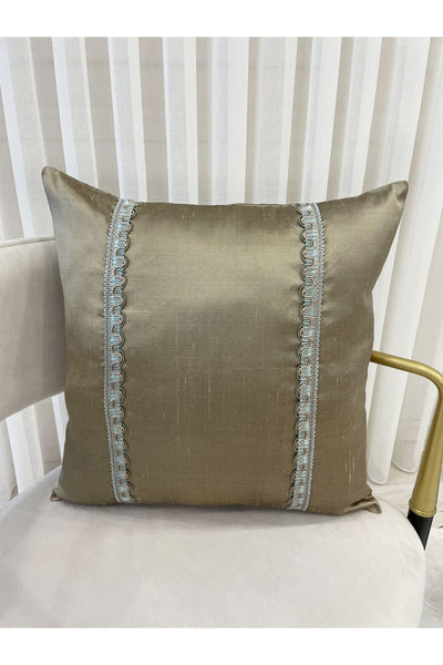 Imported Silk Cushion Pillow Cover with Cord (45x45) (Gold Color)