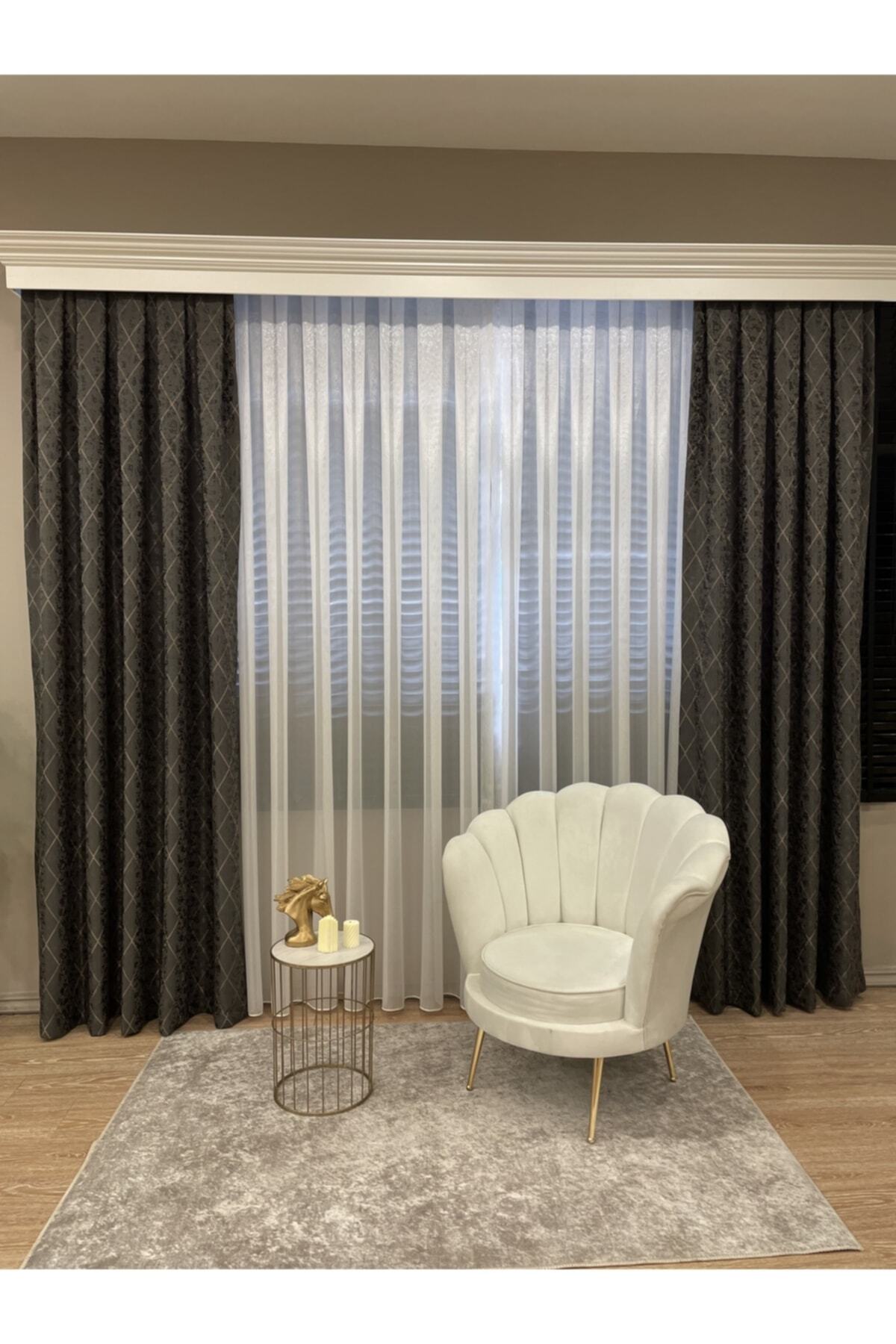 Liva Loren Model 1/2.50 Pleated Blackout Curtain Khaki Brown