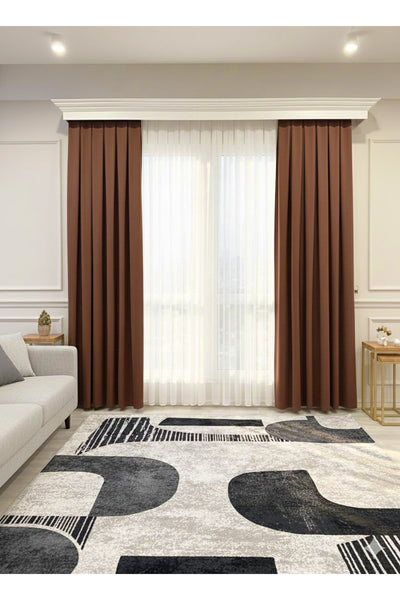 CAMEL Color 1/3 DENSE PLEAT Honeycomb Weave Soft Panama Blackout Curtain