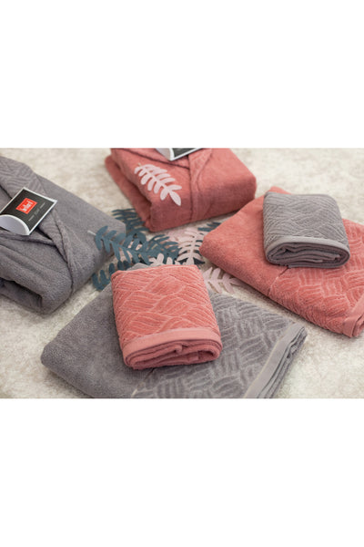 6-Piece Gray - Salmon Family Bathrobe Set