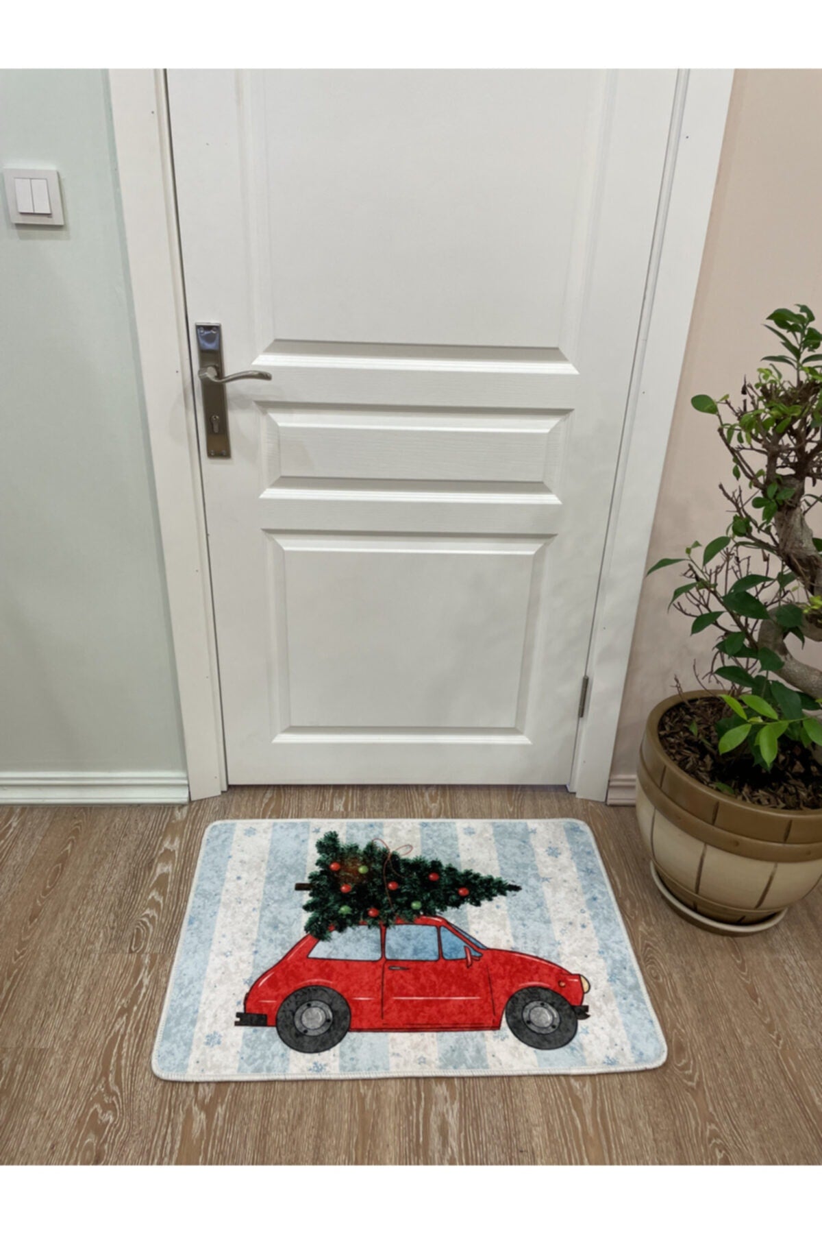 Car Pattern Christmas Latex Base Doormat (Size 60x90)
