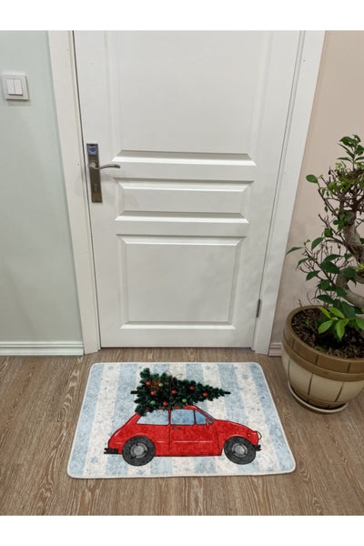 Car Pattern Christmas Latex Base Doormat (Size 60x90)