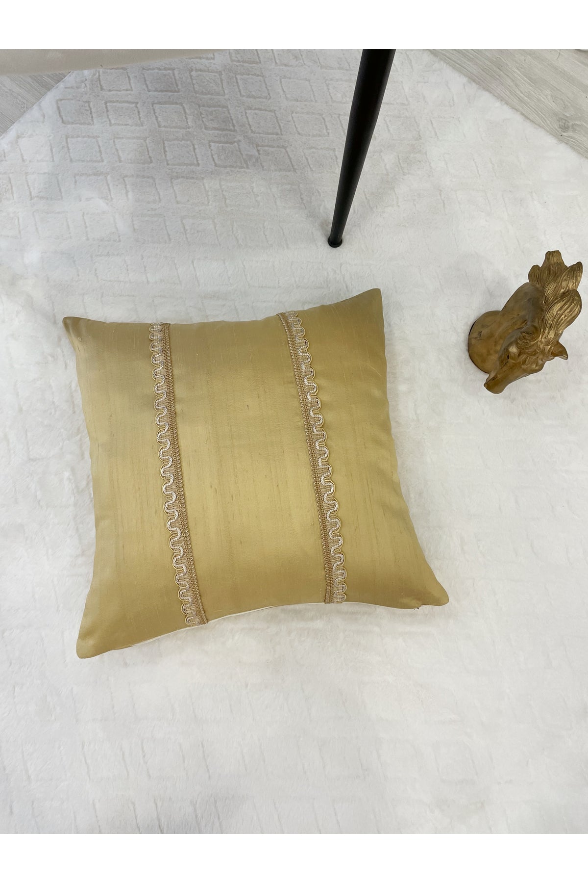 Imported Silk Cushion Pillow Cover with Cord (Oil Green)