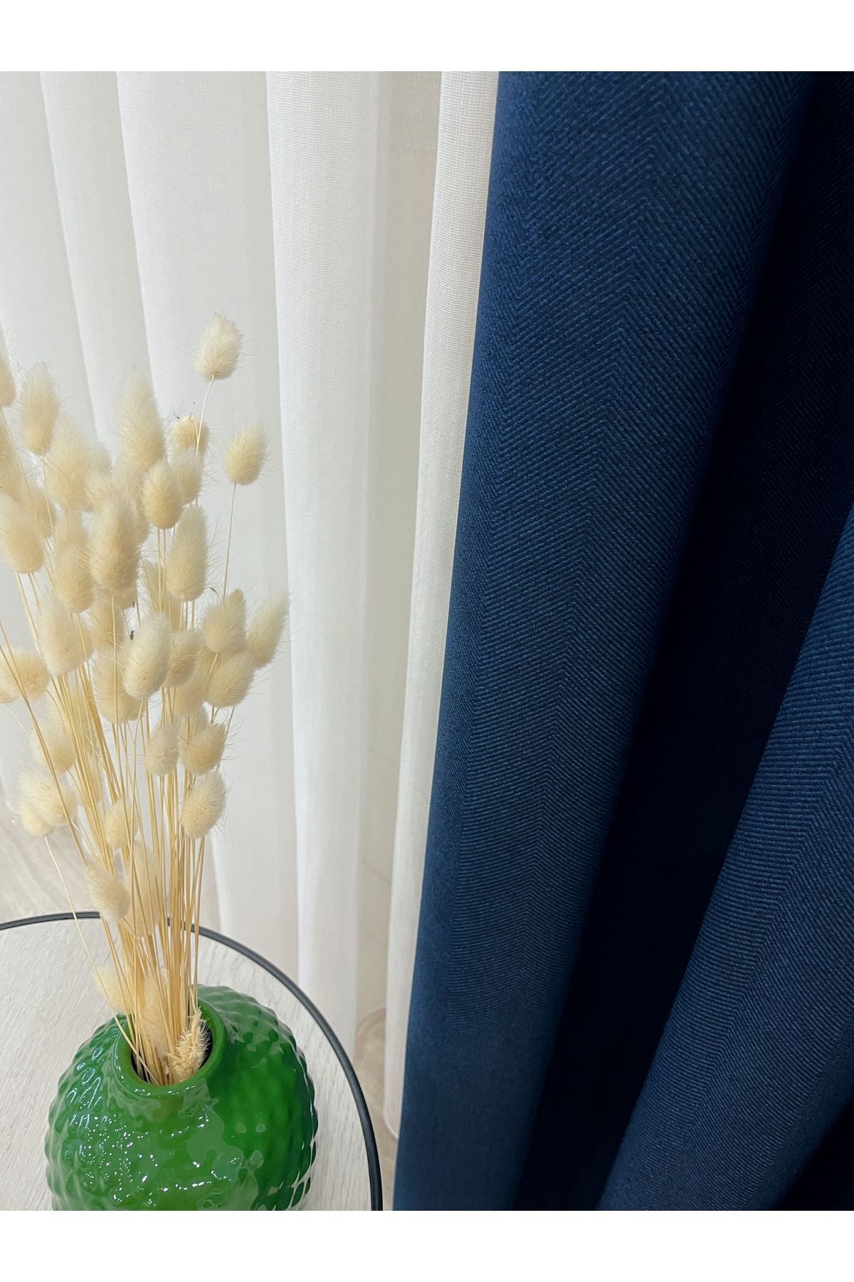 Heathered Milky Brown Linen-Look 1/3 Dense Pleated Blackout Curtain