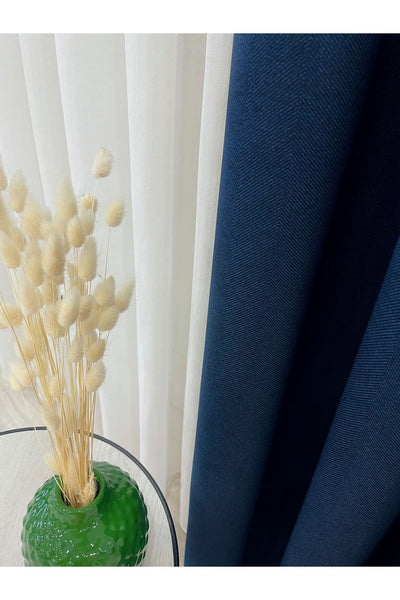 Heathered Milky Brown Linen-Look 1/3 Dense Pleated Blackout Curtain