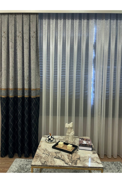 Liva Alita Model 1/2.50 Pleated Blackout Curtain Navy-Gray