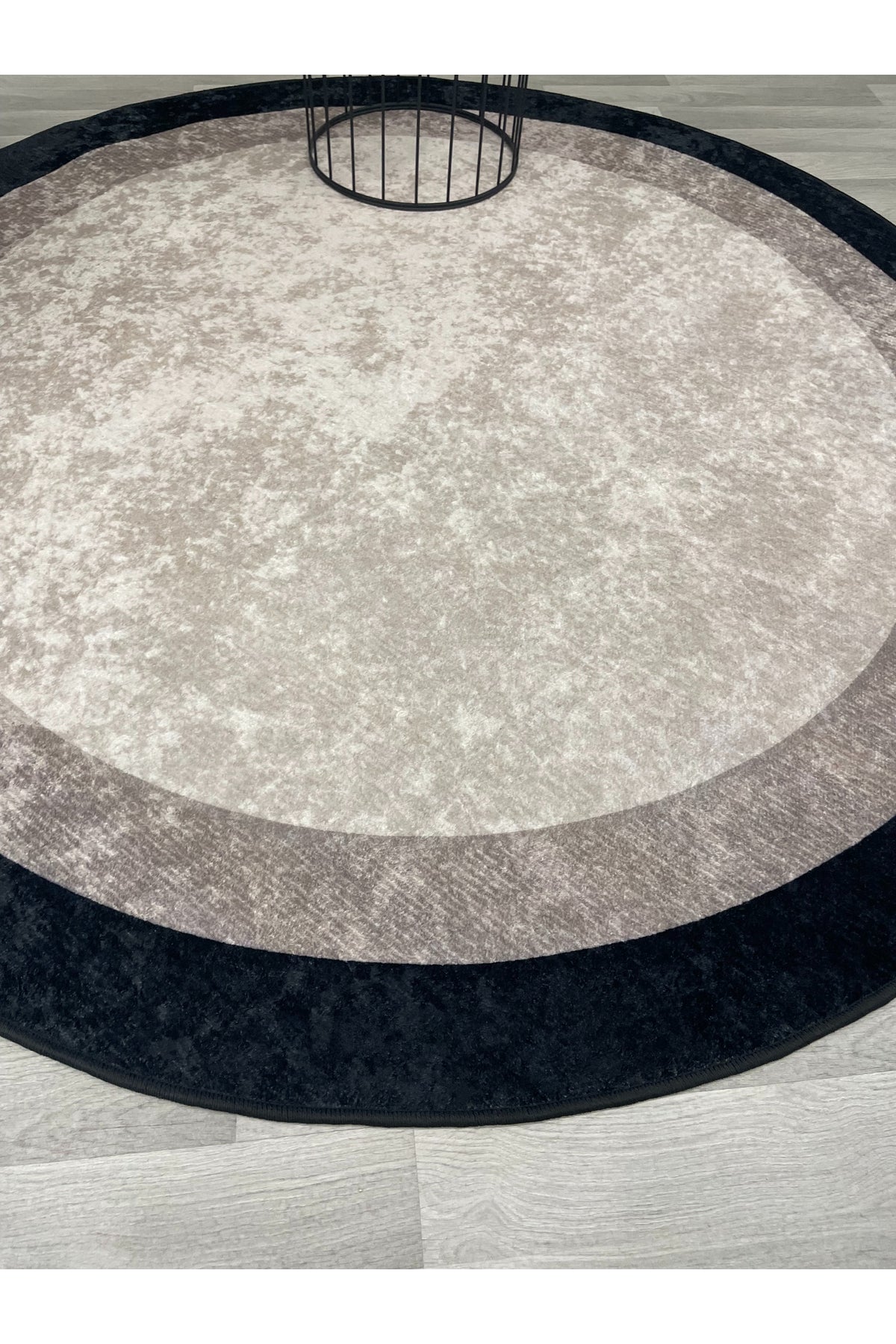 BEIGE-BLACK Framed Border Modern Pattern Latex Base Rug