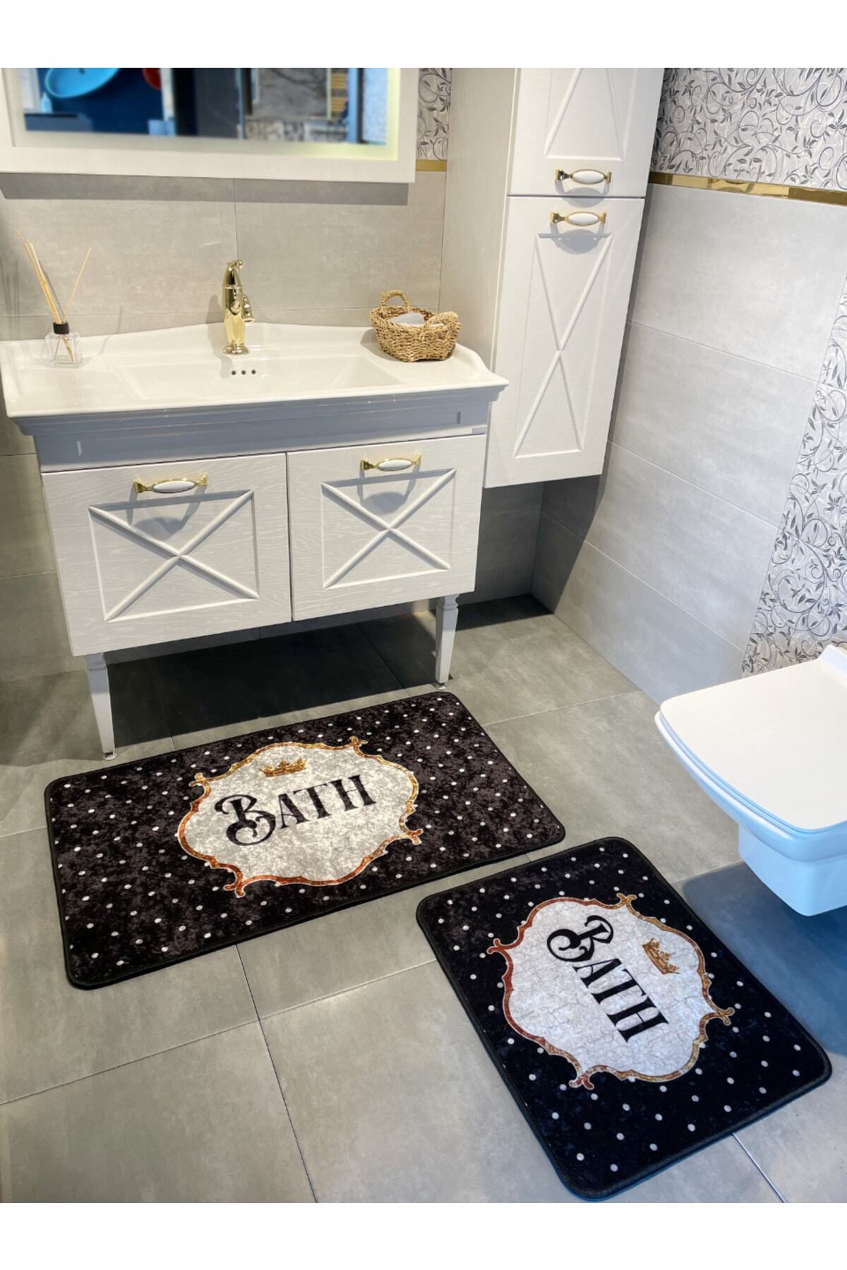 Bath Slogan Polka Dot Single Bathroom Mat (Size 80x120)