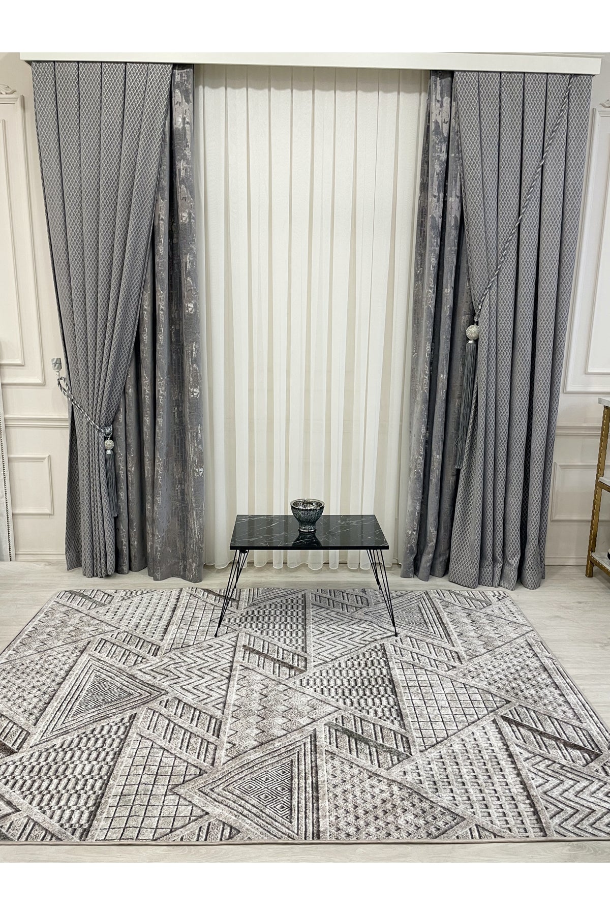 Brown Embossed Look Latex Leather Base Rug