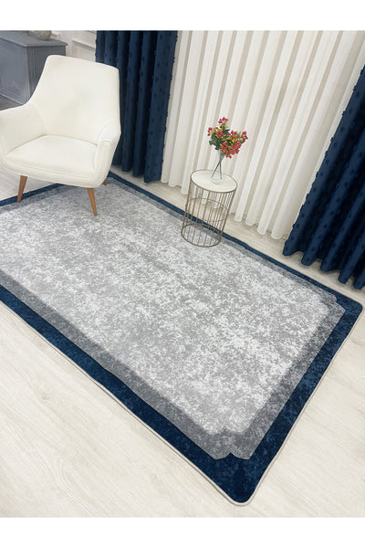 BEIGE-BLACK Framed Border Modern Pattern Latex Base Rug