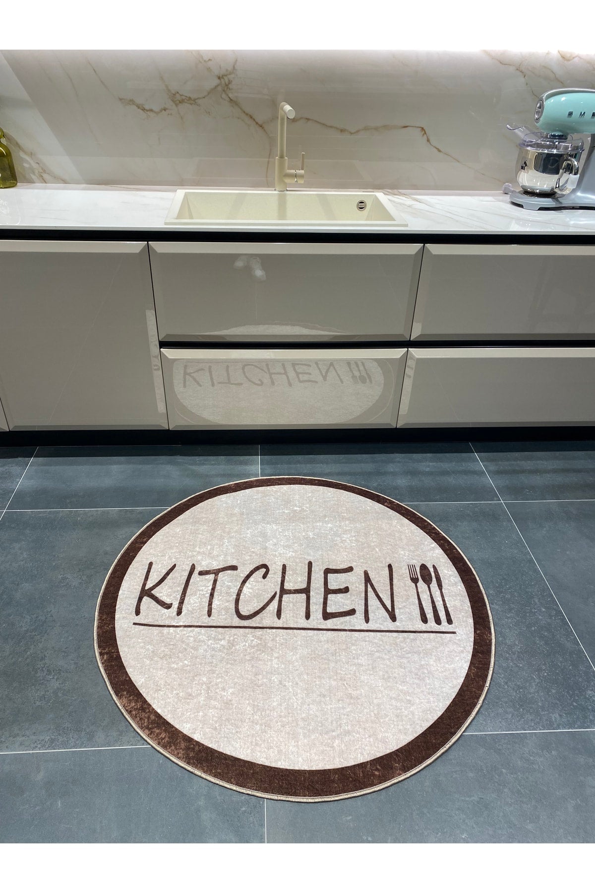 Latex Leather Base Fringed Kitchen Rug