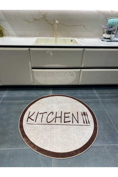 Latex Leather Base Fringed Kitchen Rug