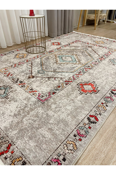 BEIGE Ethnic Kilim Pattern Runner Non-Slip Base Rug