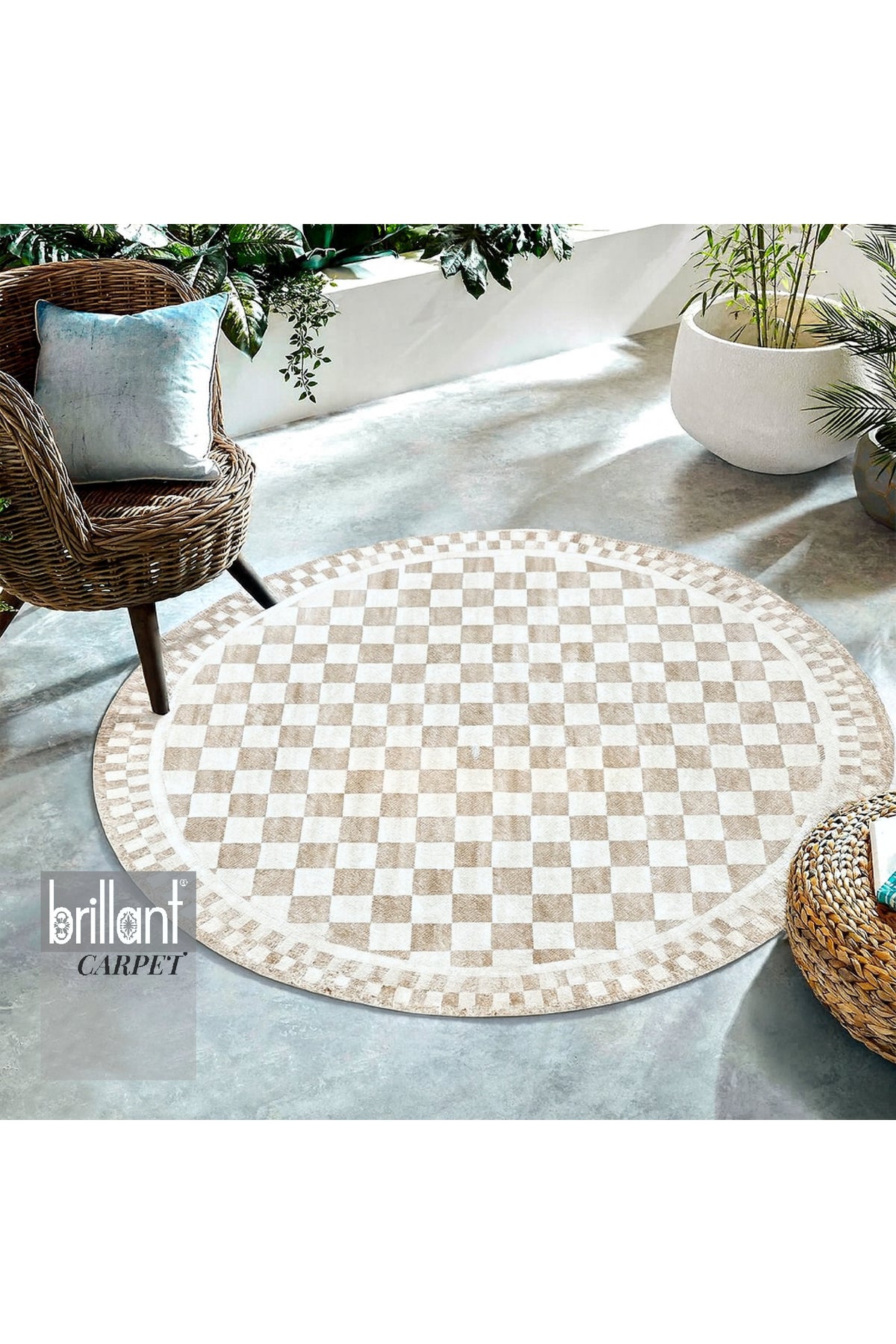 Gray Mackenzie-Style Plaid Latex Base Runner Rug
