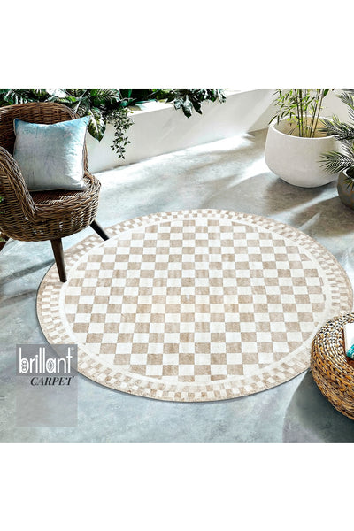 Gray Mackenzie-Style Plaid Latex Base Runner Rug