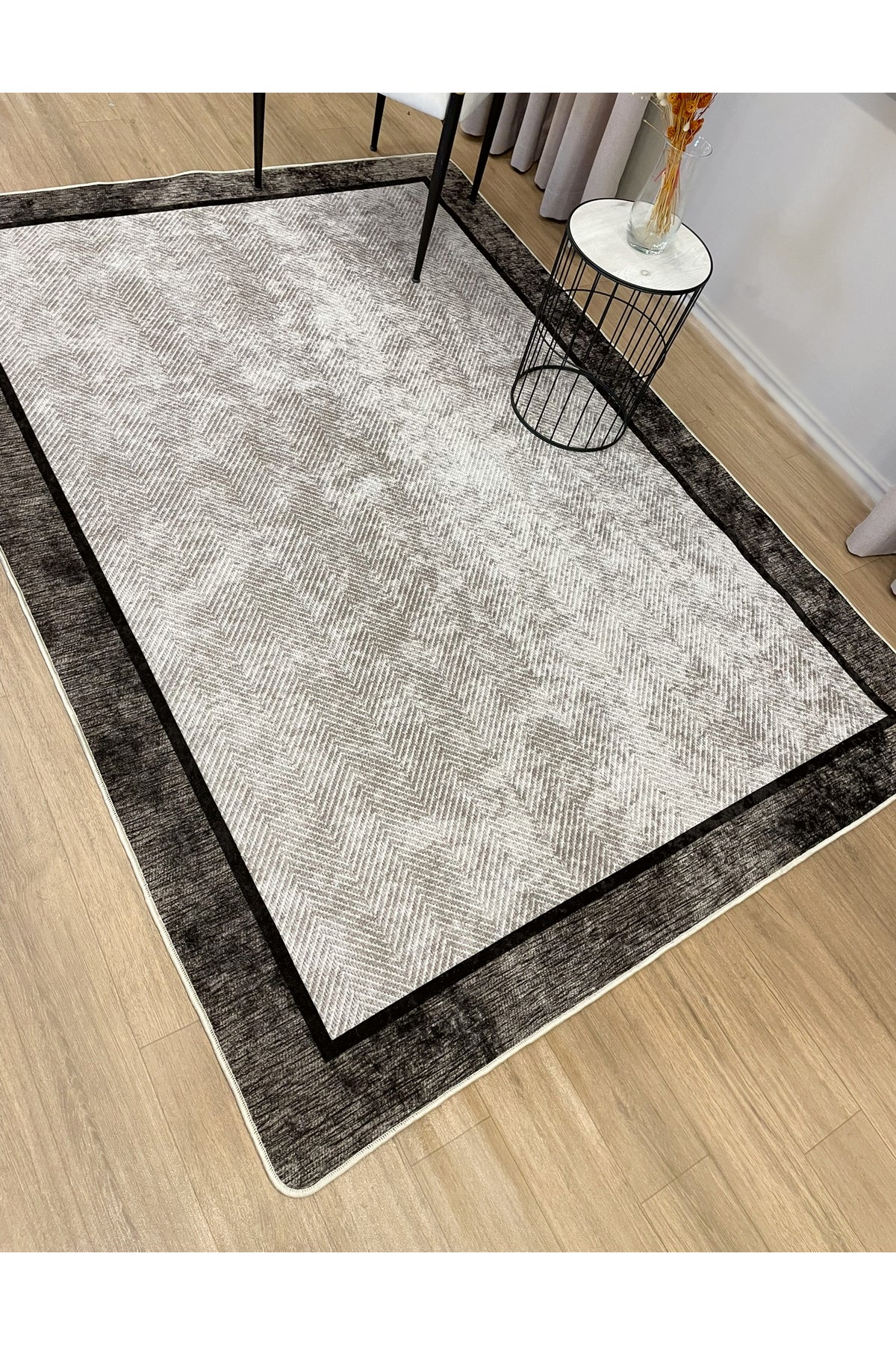 GRAY Jute Sisal-Look Bordered Non-Slip Base Runner Kitchen Rug