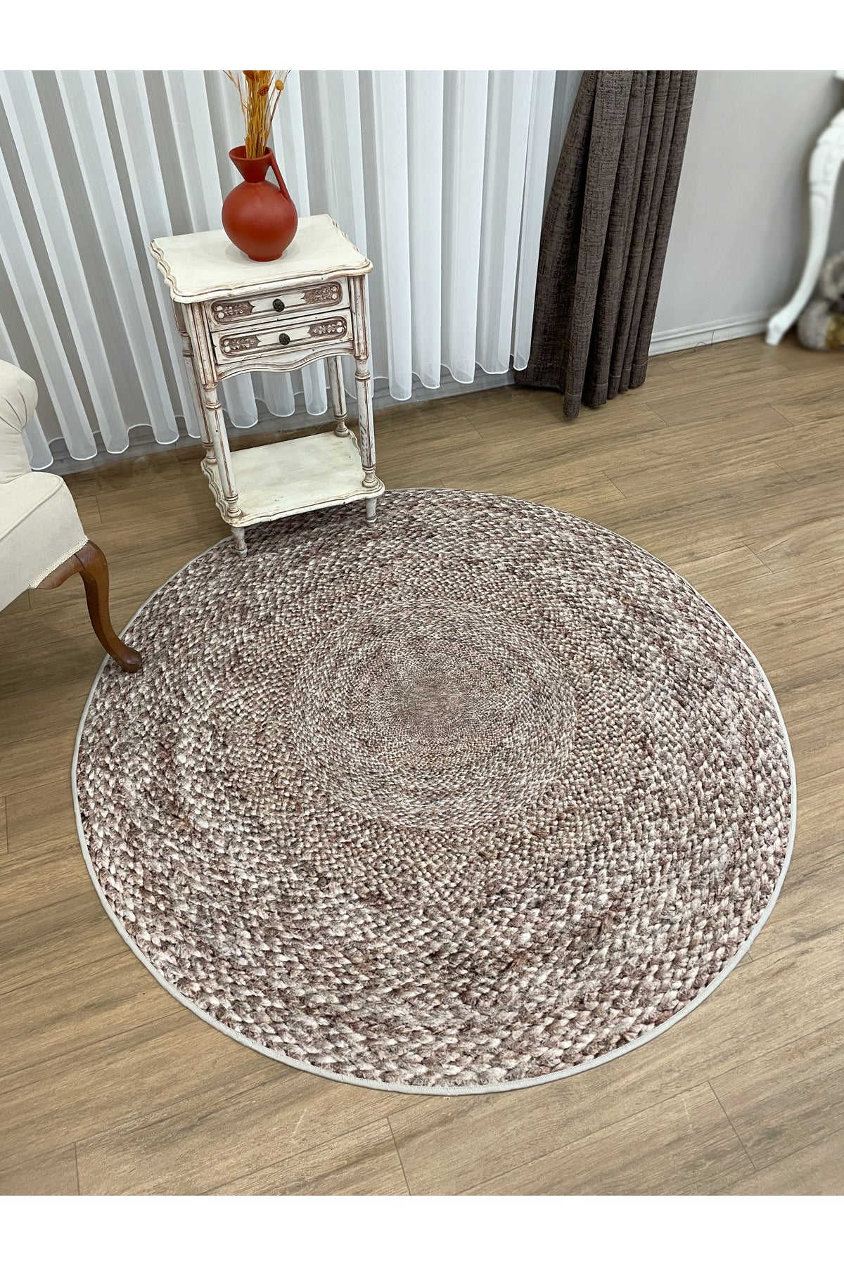 Jute Sisal Look 3D Colorful Latex Leather Base Rug