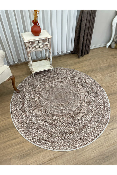 Jute Sisal Look 3D Colorful Latex Leather Base Rug