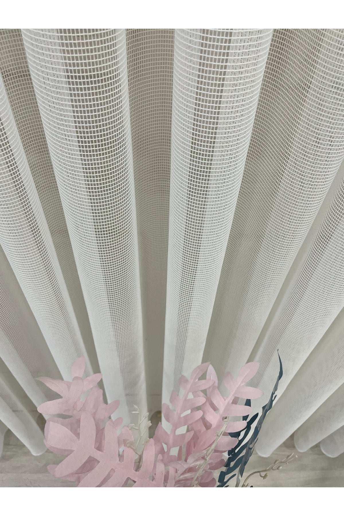 BEIGE-GRAY Modern Textured Knit 1/3 Dense Pleat Sheer Curtain