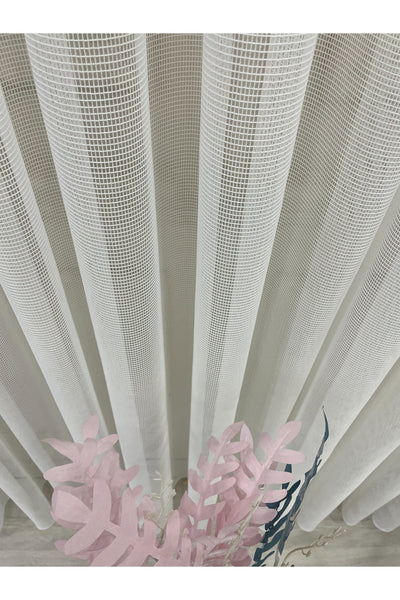 BEIGE-GRAY Modern Textured Knit 1/3 Dense Pleat Sheer Curtain