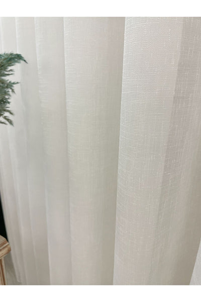 Ecru Linen-Look 1/3 Dense Pleated Sheer Curtain