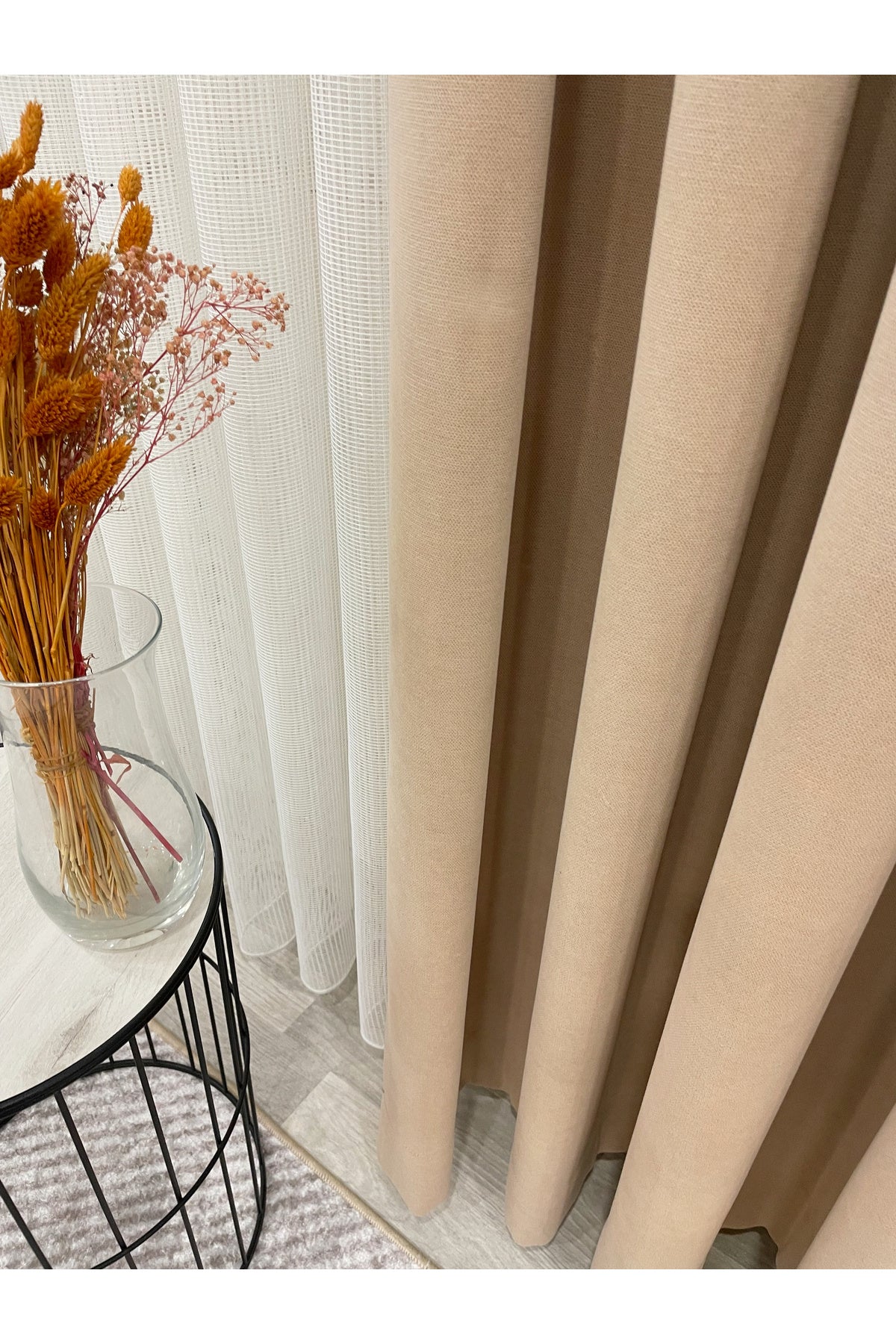 CAMEL Color 1/3 DENSE PLEAT Honeycomb Weave Soft Panama Blackout Curtain