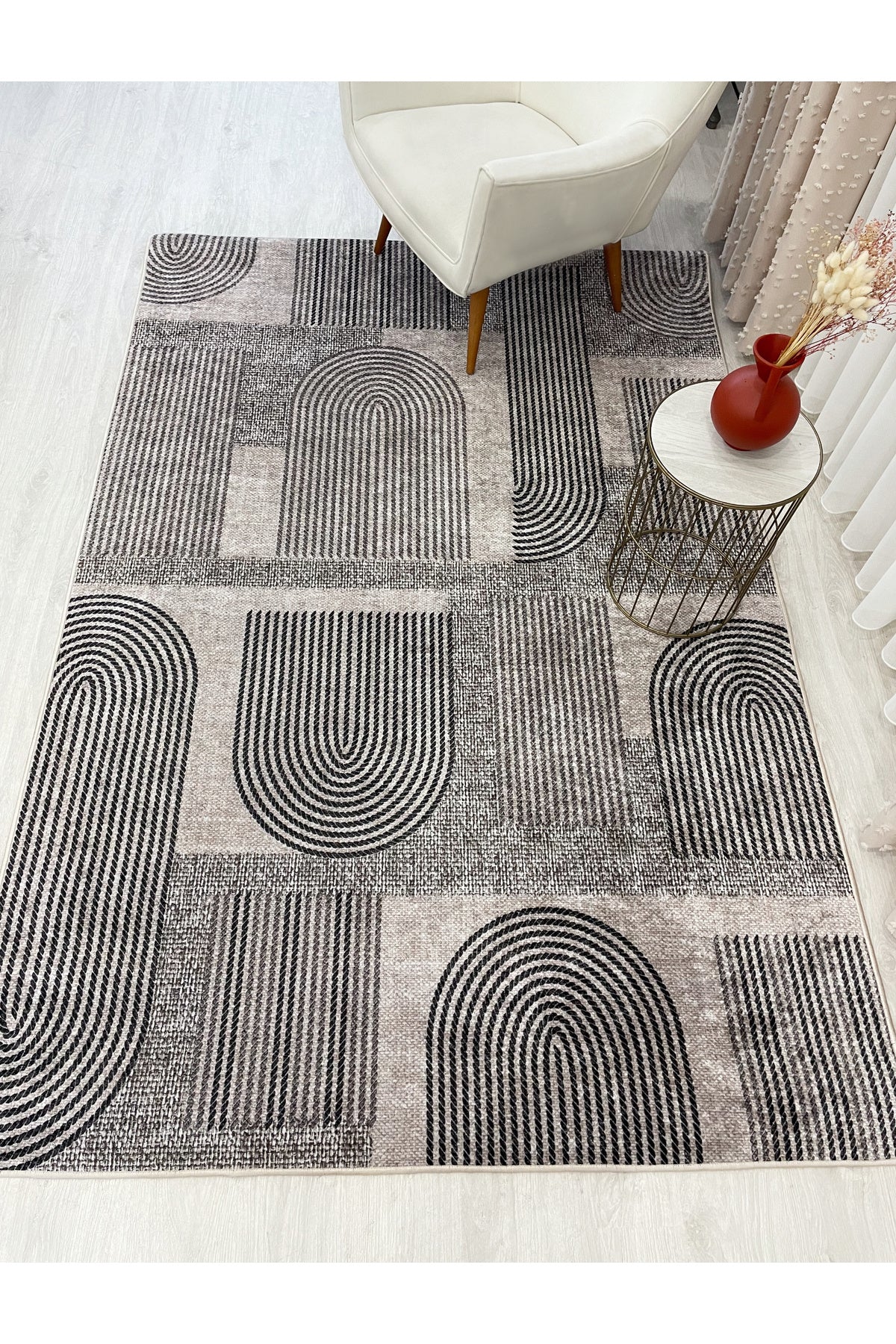Gray Jute-Look Modern Rug