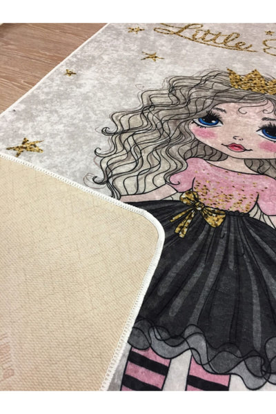 Prenses Model Lateks Kaymaz Taban Leke Tutmaz Çocuk Halı