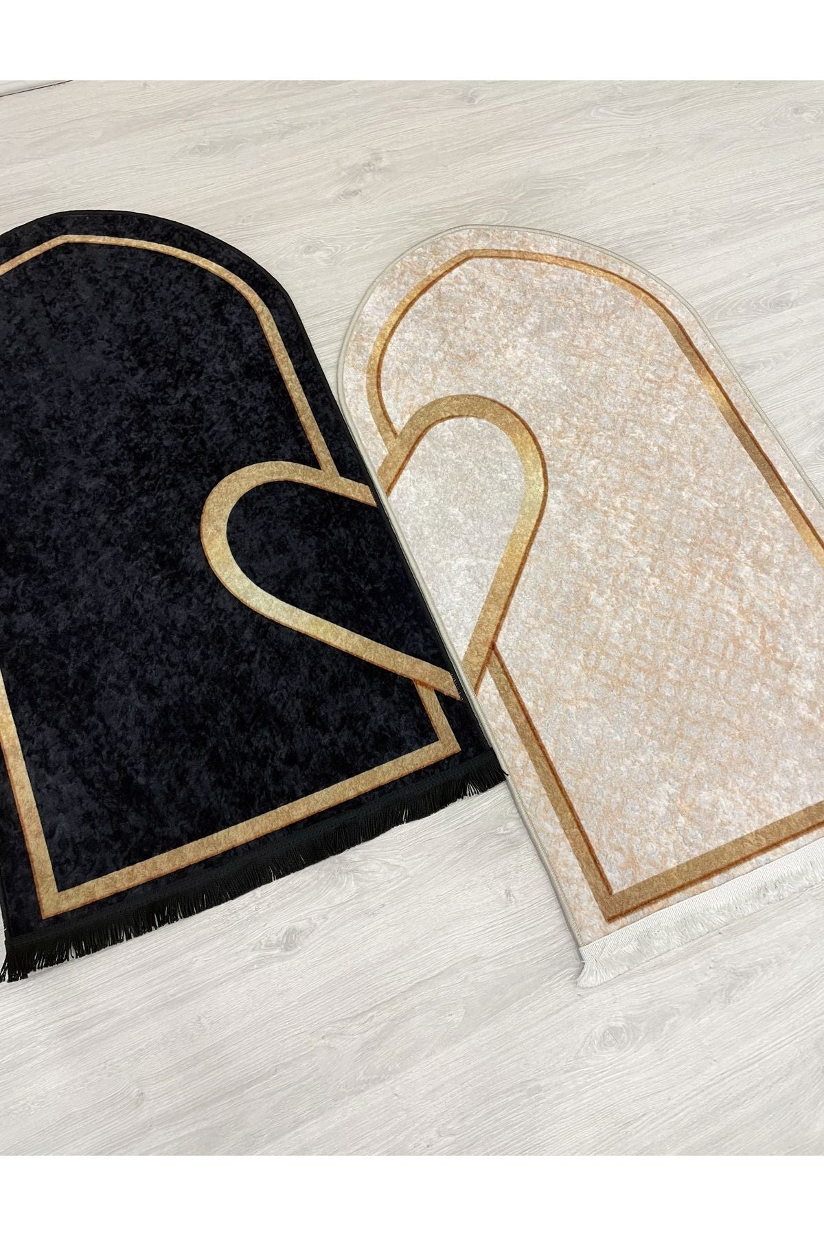 2-Piece Double Prayer Rug Set Size 75x125 BLACK - PURPLE