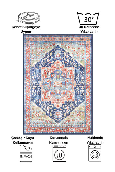 Kilim Motif FRINGED Classic Non-Slip Base Rug
