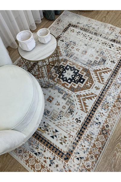 Eskitme Desen Dokuma Taban Halı Ebat 130x190
